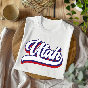Utah Rot Weiß Blau Vintage Schrift T-Shirt