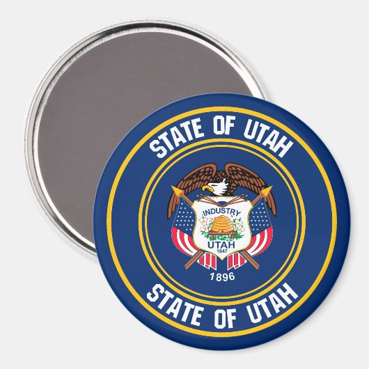 Utah Round Emblem Magnet (Vorderseite/Rückseite)