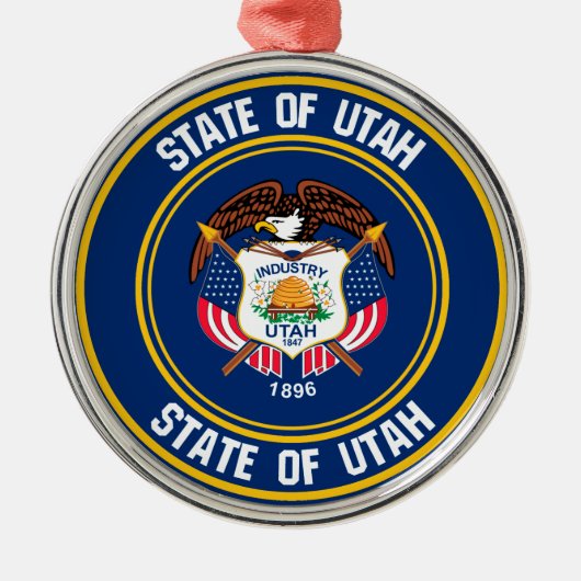Utah Round Emblem Ornament Aus Metall (Vorne)