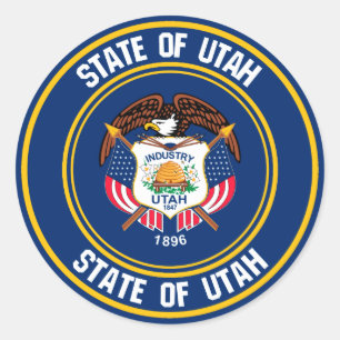Utah Round Emblem Runder Aufkleber