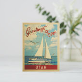 Utah Sailboat Vintage Travel Postkarte (Stehend Vorderseite)