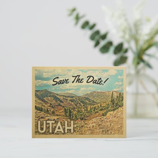 Utah Save the Date Vintage Postkarten (Stehend Vorderseite)