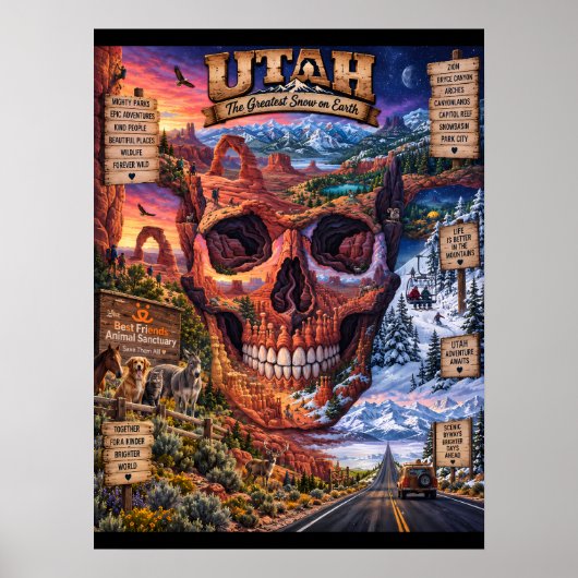 Utah-Schädel-Kunstprint | State of Mind Poster (Vorne)