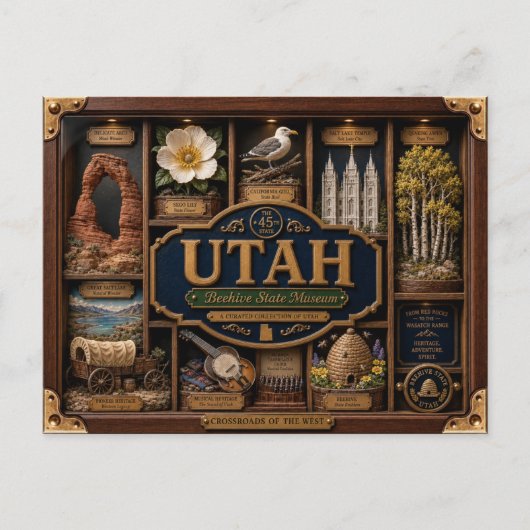 Utah Shadow Box 3D Figurine Staat Postkarte (Vorderseite)