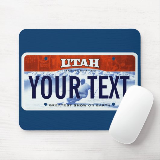 Utah-Ski-Kfz-Kennzeichen-Mausunterlage Mousepad (Mit Mouse)