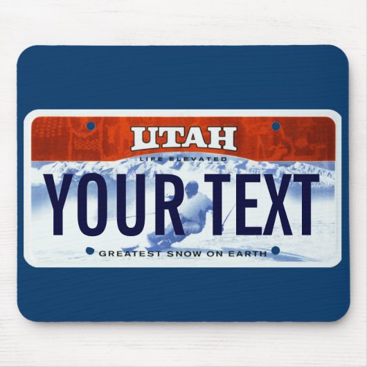 Utah-Ski-Kfz-Kennzeichen-Mausunterlage Mousepad (Vorne)
