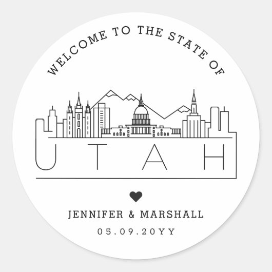 Utah Skyline | Begrüßung Runder Aufkleber (Vorderseite)