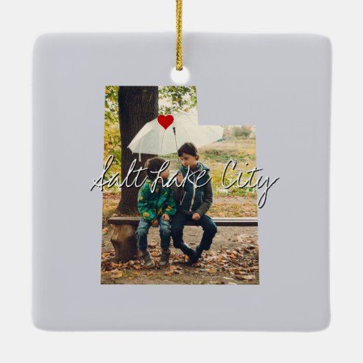 Utah Staat Foto-Eingabe und Ortsname Keramikornament (Rückseite)