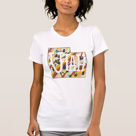 Utah Staat Map Illustration T-Shirt (Vorderseite)