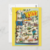 Utah Staat Map Postcard Postkarte (Vorne/Hinten)