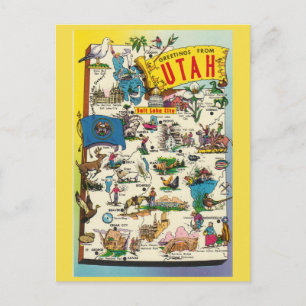 Utah Staat Map Postcard Postkarte