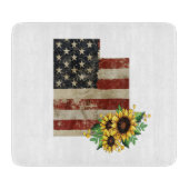 Utah Staat Map US Flag Sonnenblumenglas Schneidebrett (Vorderseite)