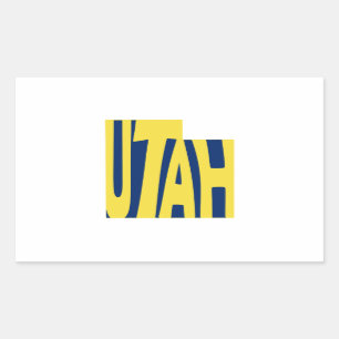 Utah Staat Name Word Art Yellow Rechteckiger Aufkleber