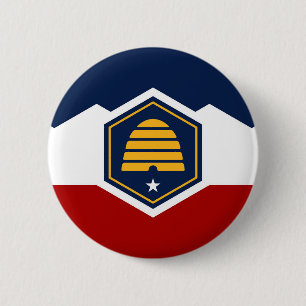 Utah Staat neue Flagge Symbol USA Amerika Button