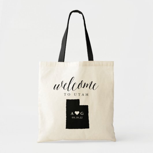 Utah Staat Silhouette Wedding Welcome Tasche (Vorne)