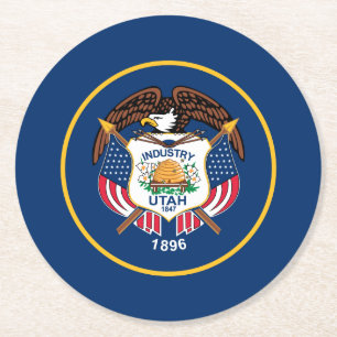 Utah Staatsflagge Runder Pappuntersetzer
