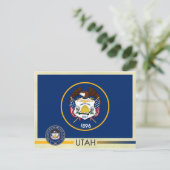 Utah Staatsflagge und Siegel Postkarte (Stehend Vorderseite)