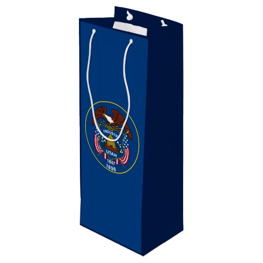 Utah State Flag Design Geschenktüte Für Weinflaschen (Rückseite Schrägansicht)