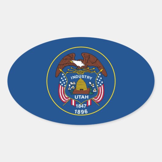 Utah State Flag Design Ovaler Aufkleber (Vorderseite)