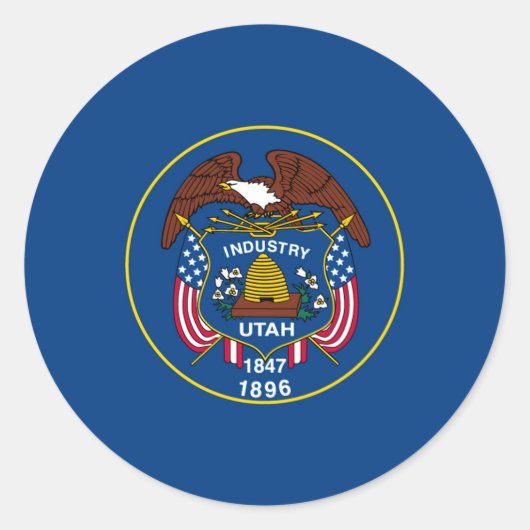 Utah State Flag Design Runder Aufkleber (Vorderseite)