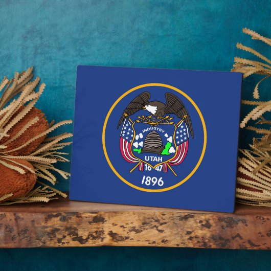 Utah State Flag Plaque Fotoplatte (Seite)