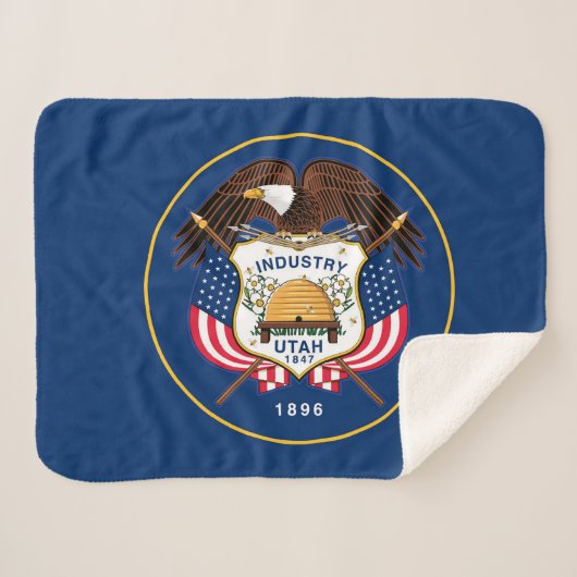 Utah State Flag Print Patriotic Sherpadecke (Vorderseite (Horizontal))