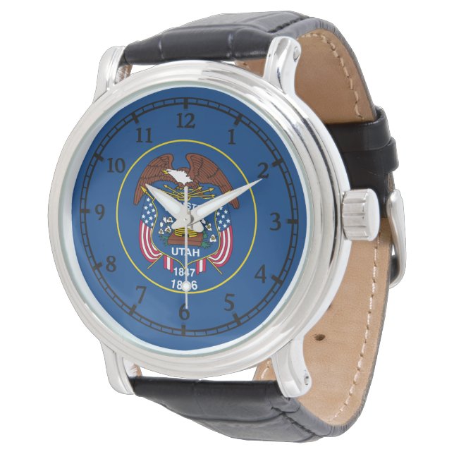 Utah State Flag Watch Design Armbanduhr (Schrägansicht)
