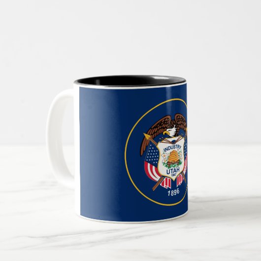 Utah State Flag Zwei-Tone-Kaffee-Tasse Zweifarbige Tasse (Vorderseite Links)