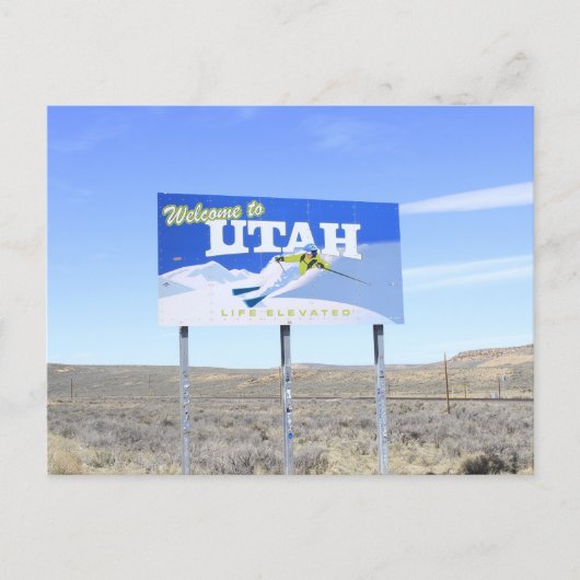 Utah State Line Schild Postkarte (Vorderseite)