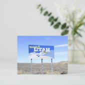 Utah State Line Schild Postkarte (Stehend Vorderseite)