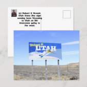 Utah State Line Schild Postkarte (Vorne/Hinten)