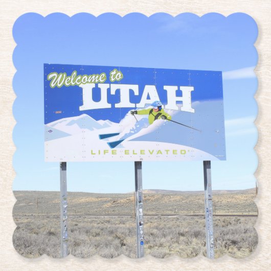 Utah State Line Schild  Untersetzer (Vorderseite)