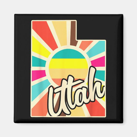 Utah Stolz Retro farbenfrohes Staatdesign mit Magnet (Vorne)