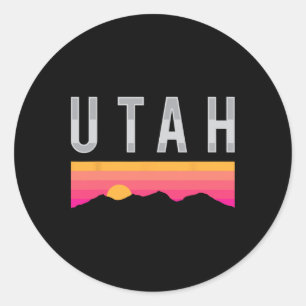 Utah Sunset Berge Outdoor Skifahren Berg Fahrradfa Runder Aufkleber