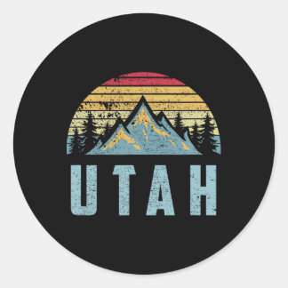 Utah Tee - Retro Vintage Berge Wandern Natur T Runder Aufkleber
