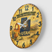 Utah The Beehive State Vintage Map Große Wanduhr (Winkel)
