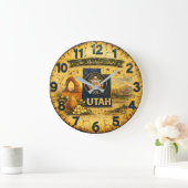 Utah The Beehive State Vintage Map Große Wanduhr (Zuhause)
