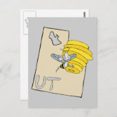 Utah UT Cartoon Karte mit Bienenstock-Cartoon Kuns (Vorne/Hinten)