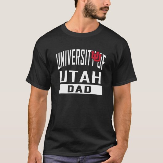 Utah Utes Vater University Pater Black Offiziell L T-Shirt (Vorderseite)