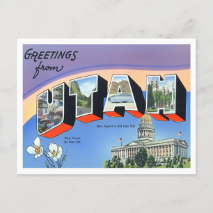 Utah Vintag Big Letters Postcard Postkarte