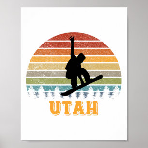 Utah Vintag Sun Snowboarder Snowboarder Retro Su Poster