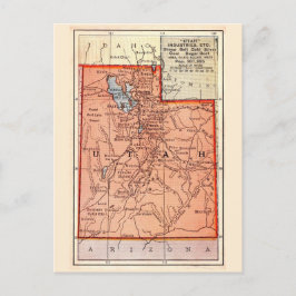 Utah Vintage Map Postcard Postkarte