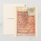 Utah Vintage Map Postcard  Postkarte (Vorne/Hinten)