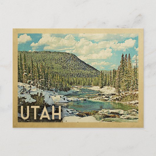 Utah Vintage Reisen Schnee Winterlandschaft Postkarte (Vorderseite)