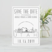 Utah Wedding Stylized Skyline Save the Date Einladung (Stehend Vorderseite)