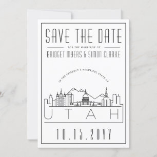 Utah Wedding Stylized Skyline Save the Date Einladung