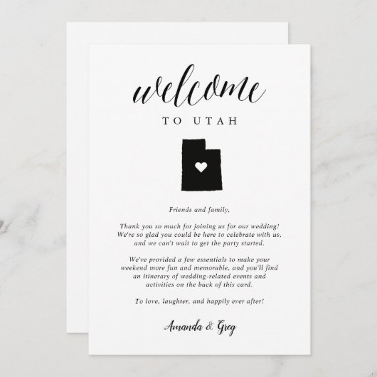 Utah Wedding Welcome Letter & Itinerary (Vorne/Hinten)