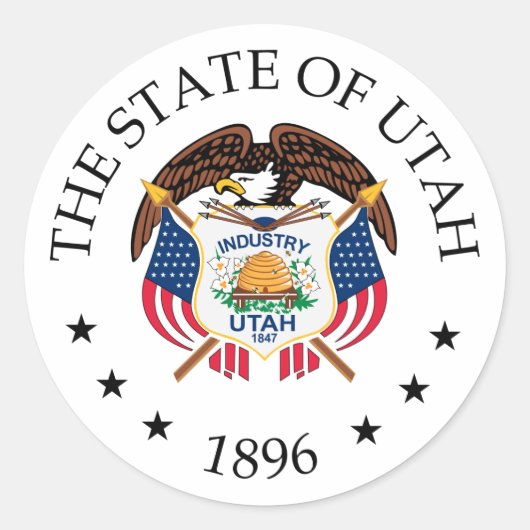 Utah-Zeichen Runder Aufkleber (Vorderseite)