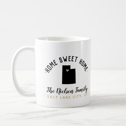 Utah Zuhause Sweet Zuhause Family Monogram Tasse (Links)