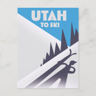 Utah zum Skifahren Feiertagspostkarte
